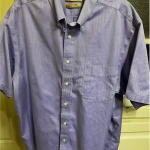 Roundtree & Yorke Gold label Lavender Casual Button Down Short sleeve Shirt XL